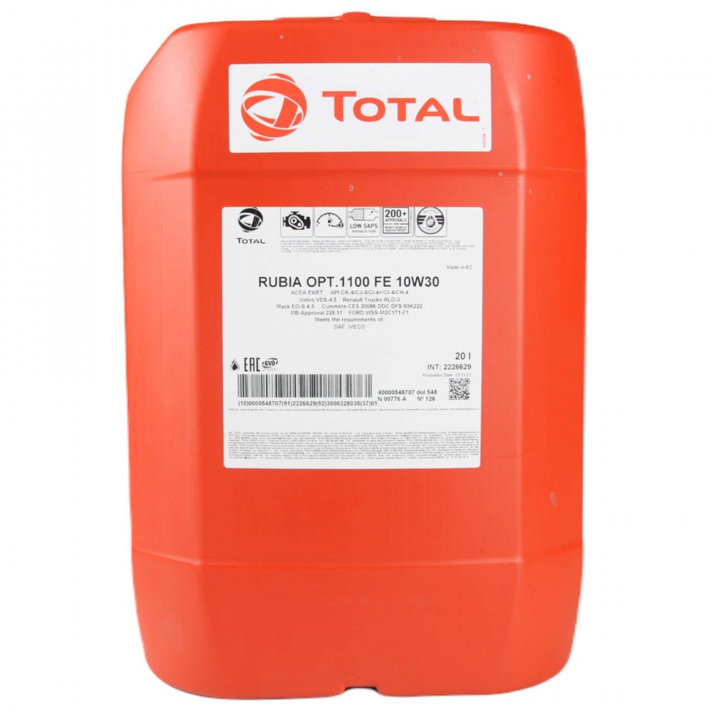 Масло моторное Total Rubia Optima 1100 FE 10W-30 20л 207848 Total 207848