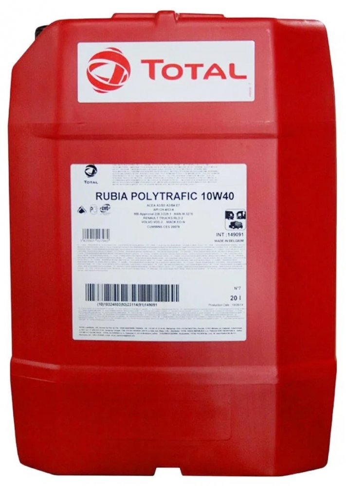 Масло моторное Total RUBIA Polytrafic 10W-40 20л 149091 Total 149091