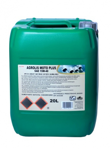Масло моторное Lotos Agrolis Moto Plus 15W-40 20 л LOTOS WF2L02A40000