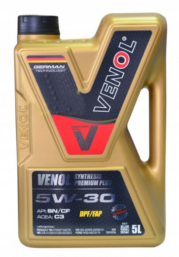 Масло моторное Venol Premium Plus 5W-30 SN/CF C3 5 л VENOL 198005